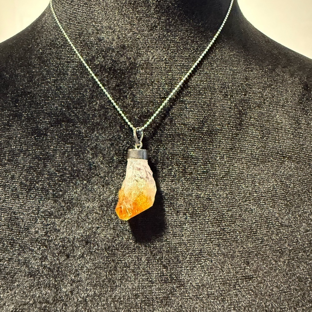 Raw Citrine Crystal Pendant Necklace